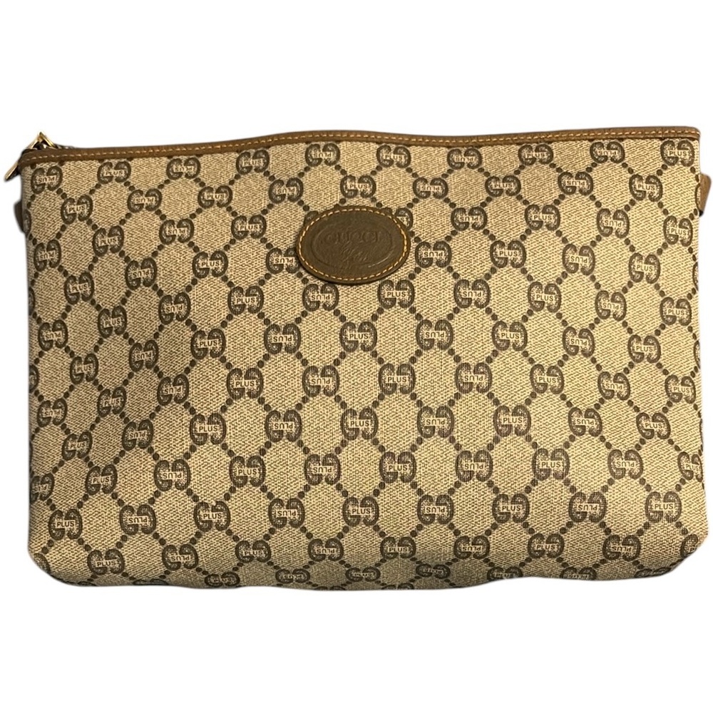 Gucci Cream and Brown Clutch with Interlocking G Logo